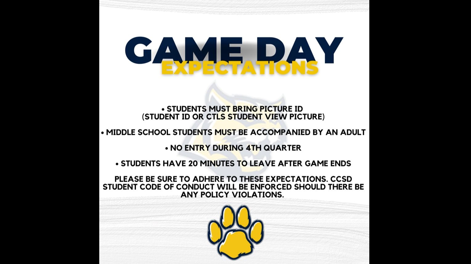 Game Day Expectations